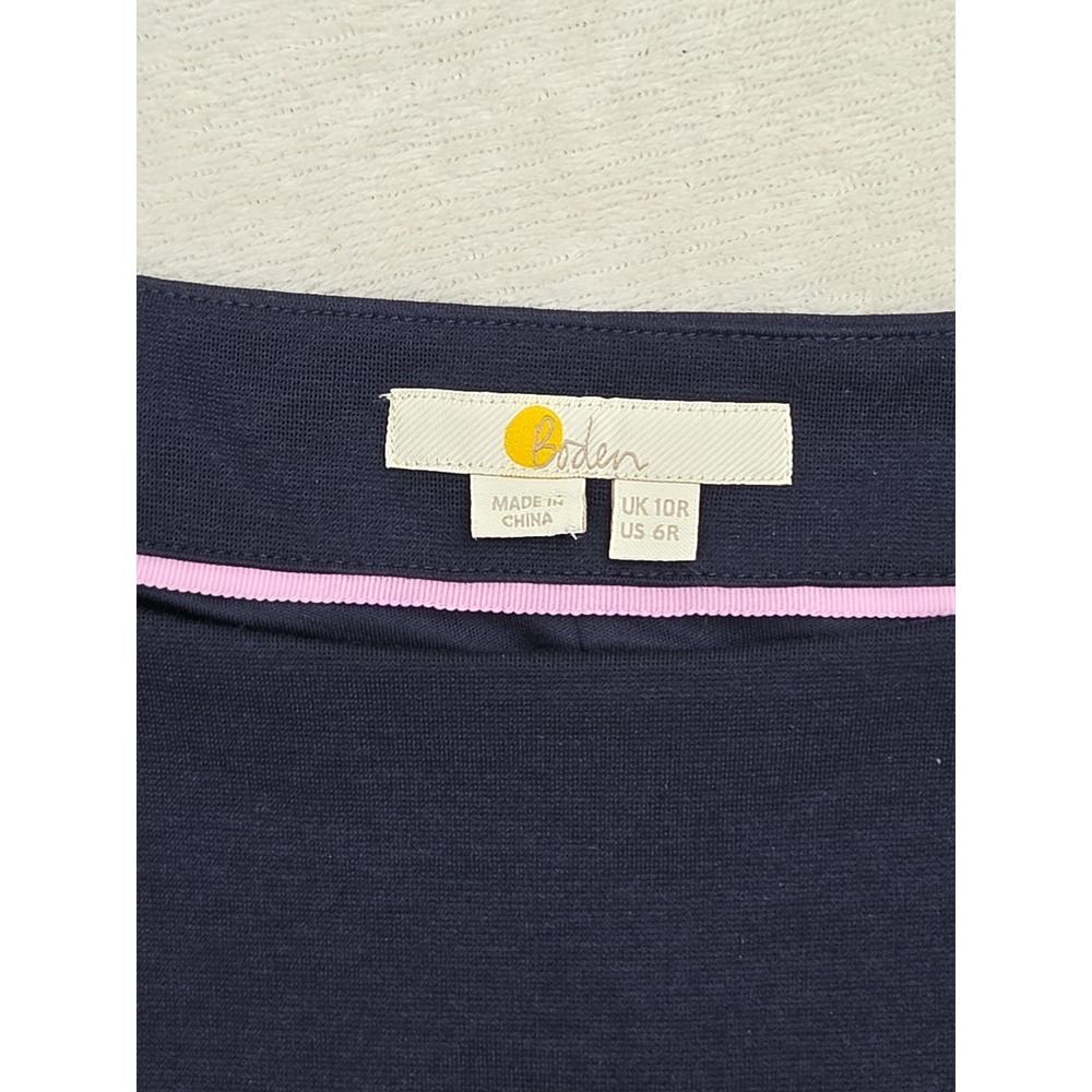 Boden Allegra Dress Ponte Scalloped Hem MultiColor Pleats Midi Blue Women Size 6 - Picture 6 of 14